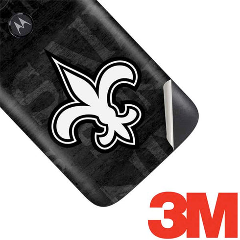 NFL New Orleans Saints Black & White Moto E5 Play Skin